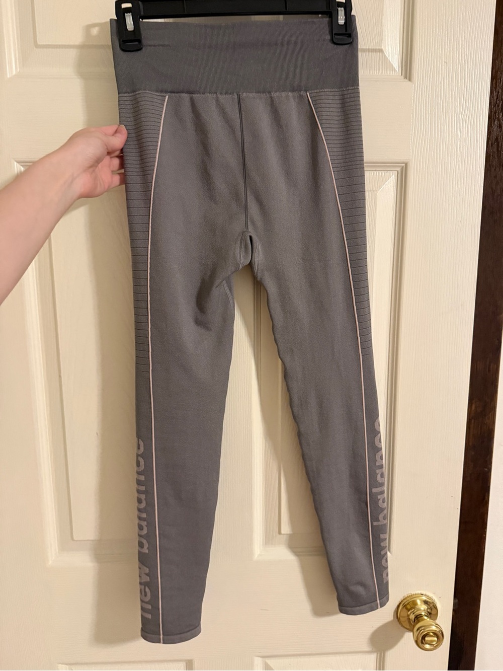 New Balance Gray Girls' Athletic Leggings with Pink Trim - Picture 5 of 5